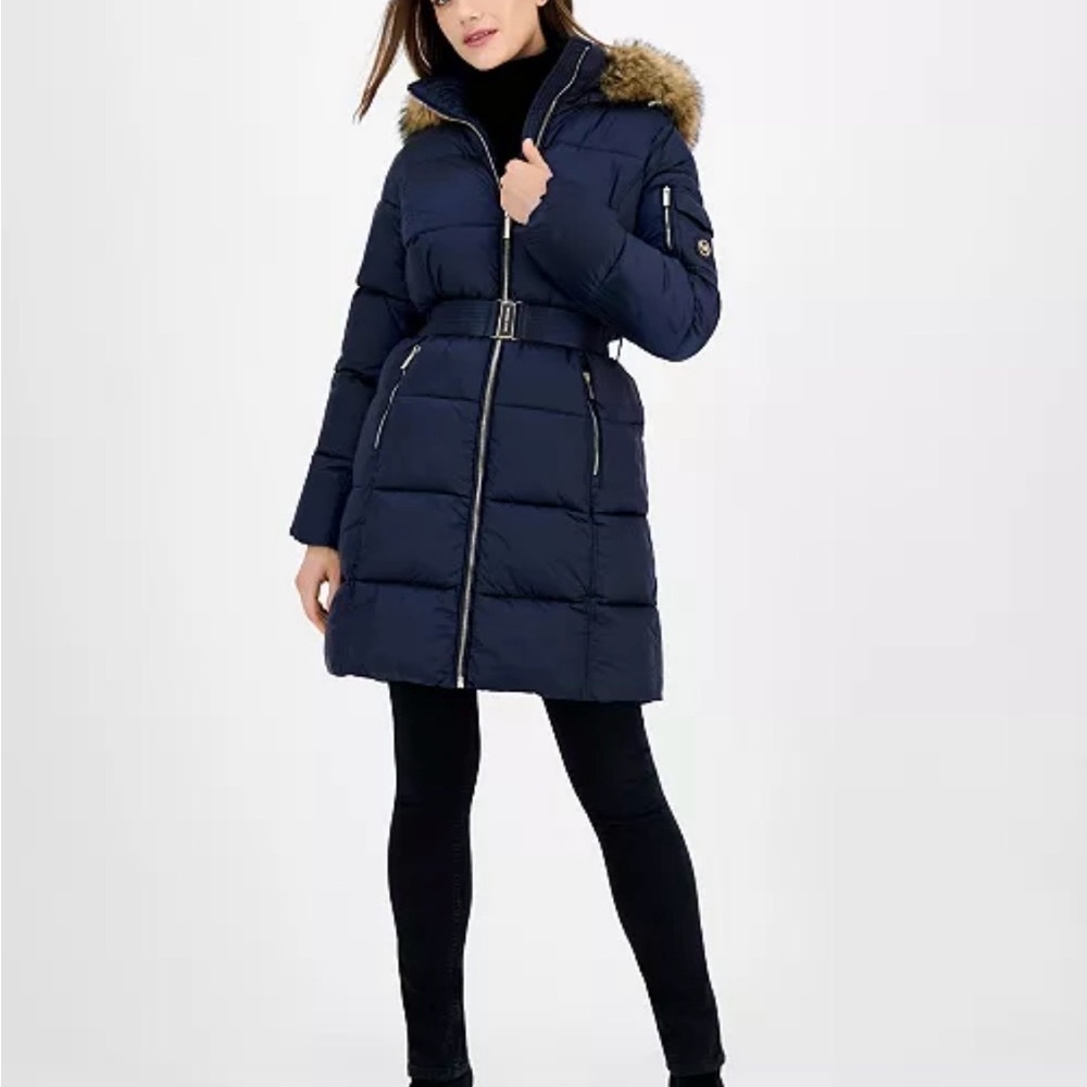 MICHAEL Michael Kors Navy Hooded Puffer Jacket